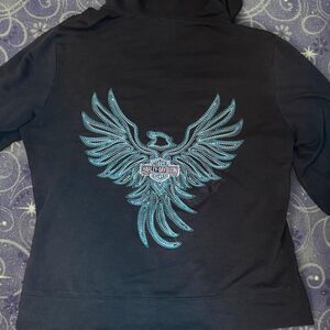 Harley-davidson Women's Black and Blue Jacket